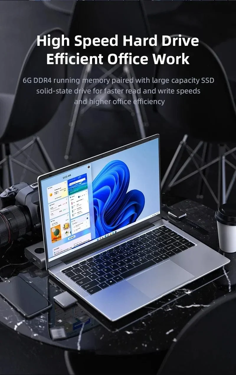 2024 Neuer Laptop-Computer Windows 11 Pro Ultra Slim Notebook 14.1 Zoll Intel Pentium N3700 16GB 1024GB Büro-Studien-PC-Computer