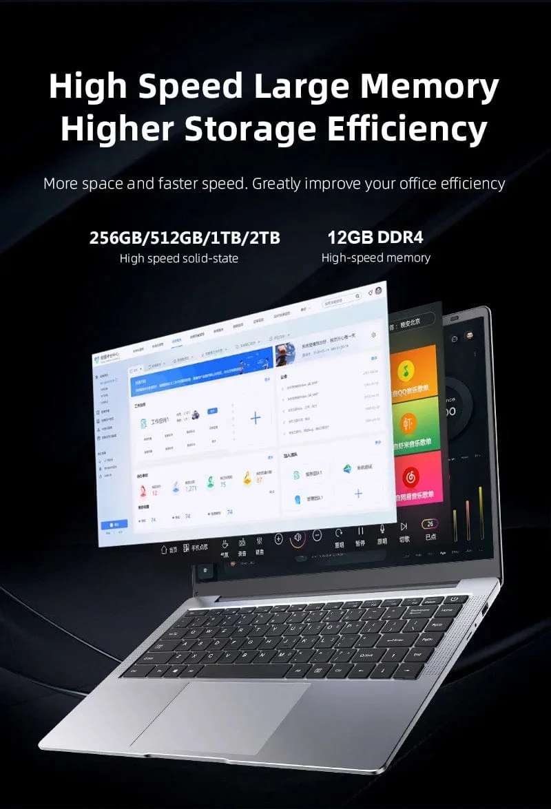 14.1 Zoll tragbarer i7-Laptop-Computer Intel Core i7 7500U 12 GB DDR4 1 TB 2 TB SSD Windows 11 Laptops PC Gamer Büro Arbeitszimmer Notebook