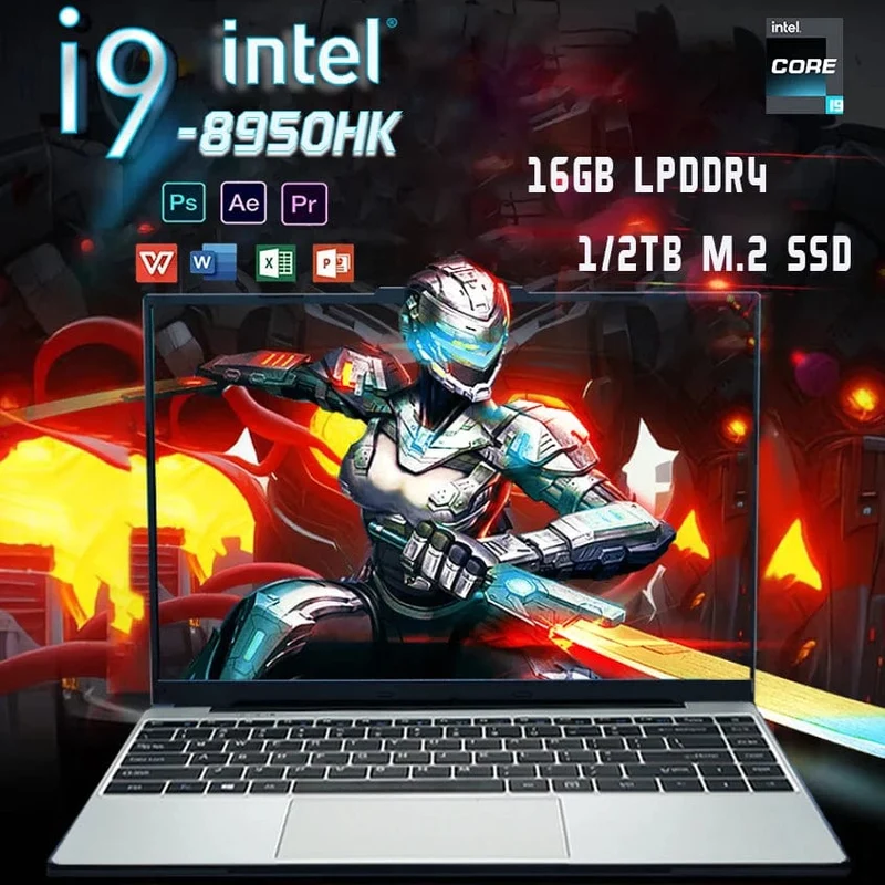 Laptops Tragbares i9-Notebook Windows 11 14.1-Zoll-Laptop-Computer PC Gamer Intel Core i9 8950HK Büro-Studien-Gaming-Laptops