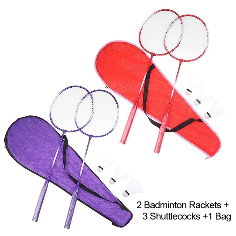 Professionelle Badminton Schläger Federbälle und Tragetasche Set Doppel Badminton Schläger Set Indoor Outdoor Speed ​​Sports