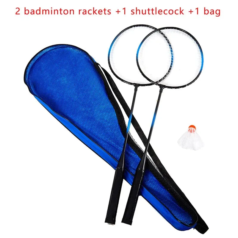 Professionelle Badminton Schläger Federbälle und Tragetasche Set Doppel Badminton Schläger Set Indoor Outdoor Speed ​​Sports