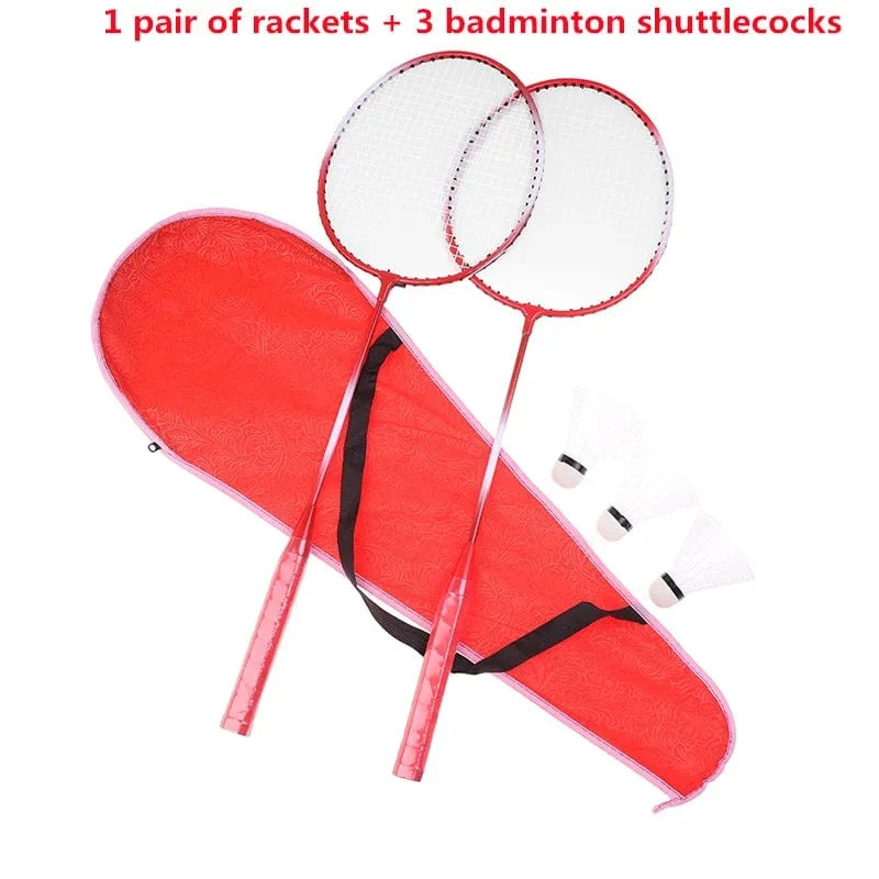 Professionelle Badminton Schläger Federbälle und Tragetasche Set Doppel Badminton Schläger Set Indoor Outdoor Speed ​​Sports