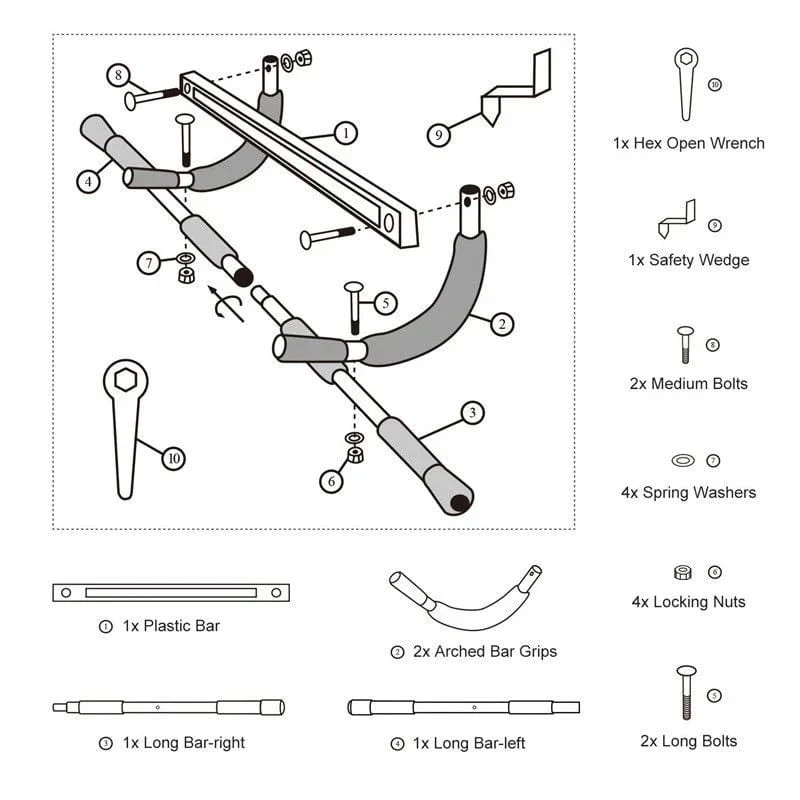 Verstellbarer Indoor-Fitness-Türrahmen, multifunktionale Tür-Klimmzugstange, Wand-Klimmzugstange, horizontale Stange, Heim-Fitnessgeräte