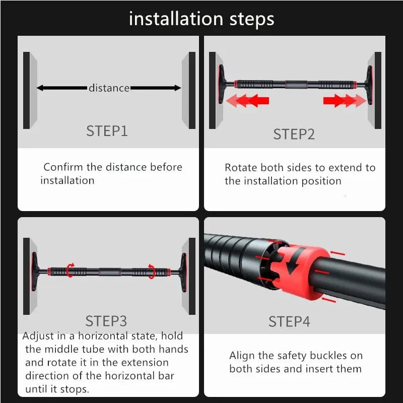 Reckstange mit großer Tür, verstellbare Stahl-Trainingsstangen für Zuhause, Sport, Workout, Klimmzug-Arm-Training, Sit-Up-Bar, Fitness-Ausrüstung