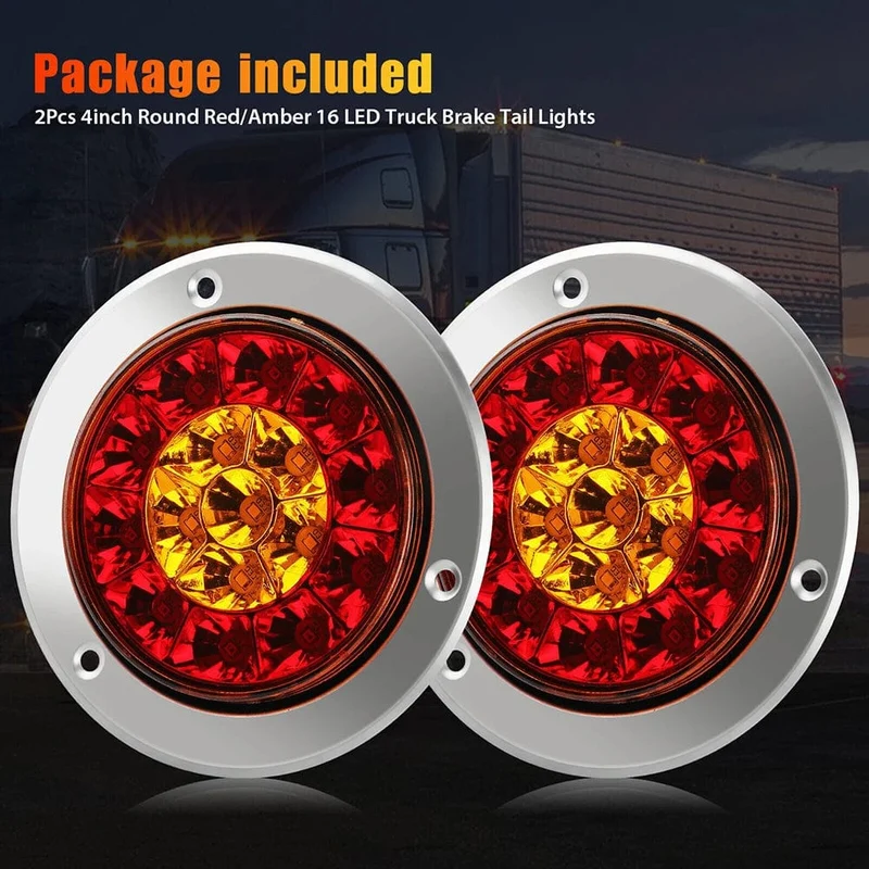 2 Stücke 12V 24V Runde LED Rot Gelb Rücklicht Bremse Hinten Stoßstange Blinker Nebel Lauflicht für Anhänger Lkw RV