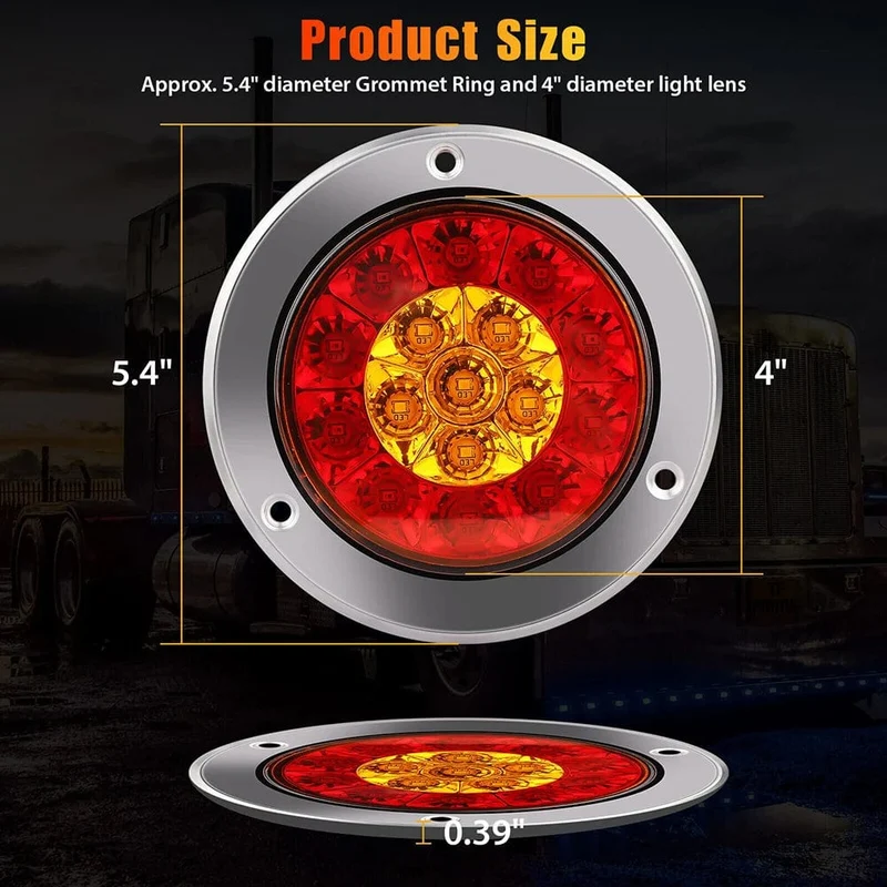 2 Stücke 12V 24V Runde LED Rot Gelb Rücklicht Bremse Hinten Stoßstange Blinker Nebel Lauflicht für Anhänger Lkw RV