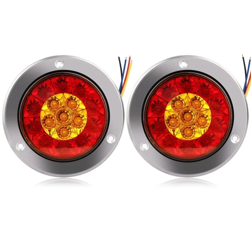 2 Stücke 12V 24V Runde LED Rot Gelb Rücklicht Bremse Hinten Stoßstange Blinker Nebel Lauflicht für Anhänger Lkw RV
