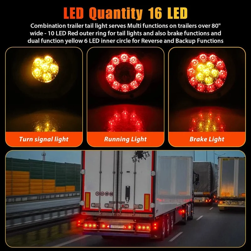2 Stücke 12V 24V Runde LED Rot Gelb Rücklicht Bremse Hinten Stoßstange Blinker Nebel Lauflicht für Anhänger Lkw RV