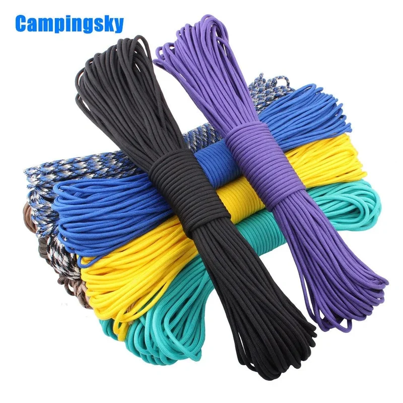 CAMPINGSKY Paracord 550 Fallschirmschnur, Lanyard, Zeltseil, Abspannleine, Mil Spec Typ III, 7 Stränge, 100 m, für Wandern, Camping, 200 Farben