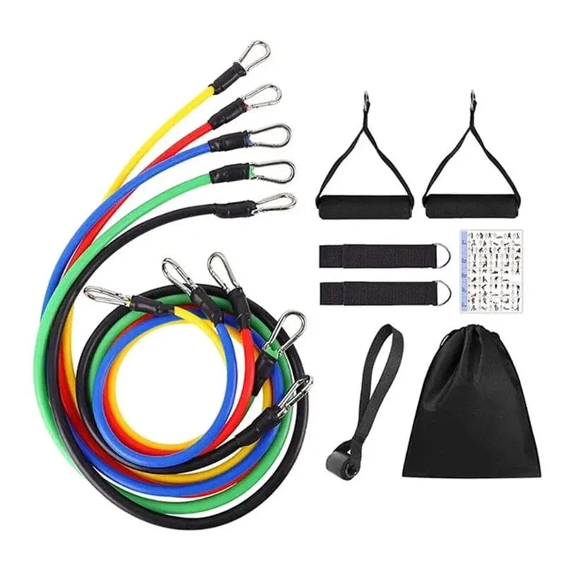 11 Stück/Set Zugseil, Widerstandsbänder, tragbare Fitnessgeräte, Knöchelgurt, Brust-Expander, elastisches Übungsband