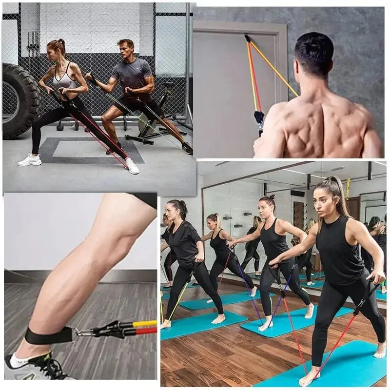 11 Stück/Set Zugseil, Widerstandsbänder, tragbare Fitnessgeräte, Knöchelgurt, Brust-Expander, elastisches Übungsband
