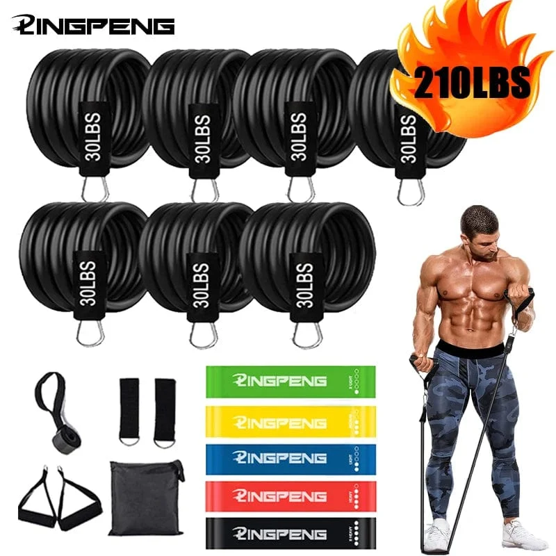 Widerstandsbänder-Set, 7-teilig, Übungsband, tragbar, Heim-Fitness-Zubehör, professionelle Fitness, elastischer Gummi-Workout-Expander