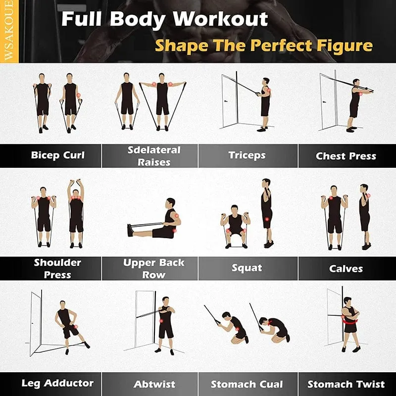 Widerstandsbänder-Set, 7-teilig, Übungsband, tragbar, Heim-Fitness-Zubehör, professionelle Fitness, elastischer Gummi-Workout-Expander