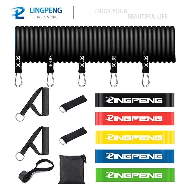 Widerstandsbänder-Set, 7-teilig, Übungsband, tragbar, Heim-Fitness-Zubehör, professionelle Fitness, elastischer Gummi-Workout-Expander