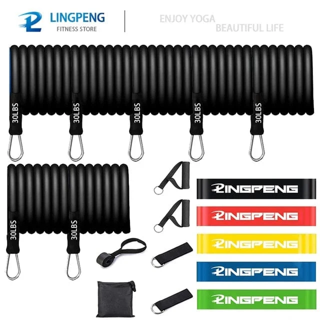 Widerstandsbänder-Set, 7-teilig, Übungsband, tragbar, Heim-Fitness-Zubehör, professionelle Fitness, elastischer Gummi-Workout-Expander
