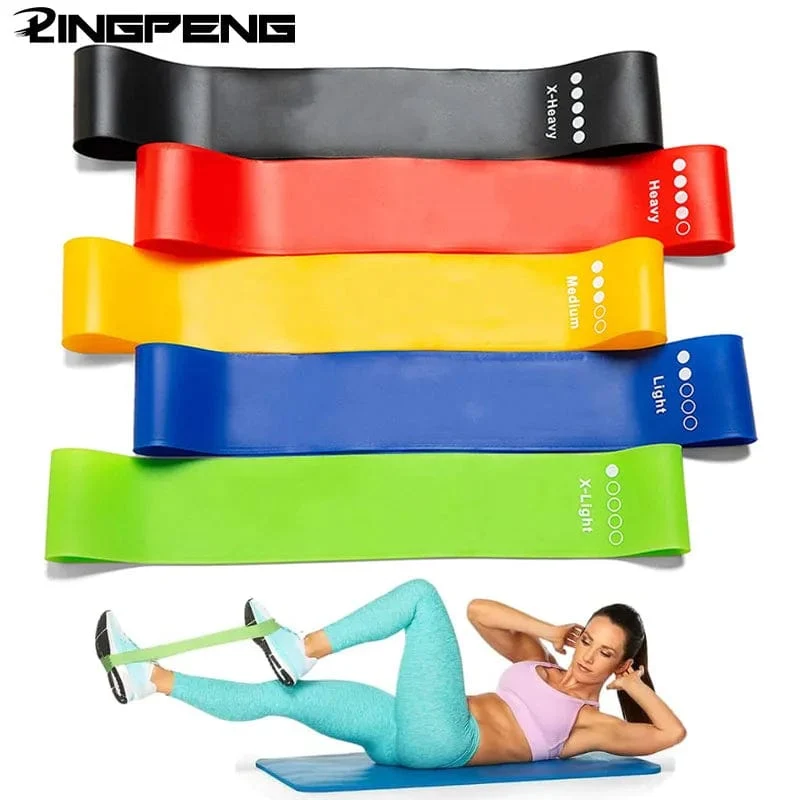 LINGPENG Widerstandsband-Set für Damen und Herren, 5 elastische Bänder mit unterschiedlichen Widerstandsstufen für lange Trainingseinheiten im Heim-Fitnessstudio