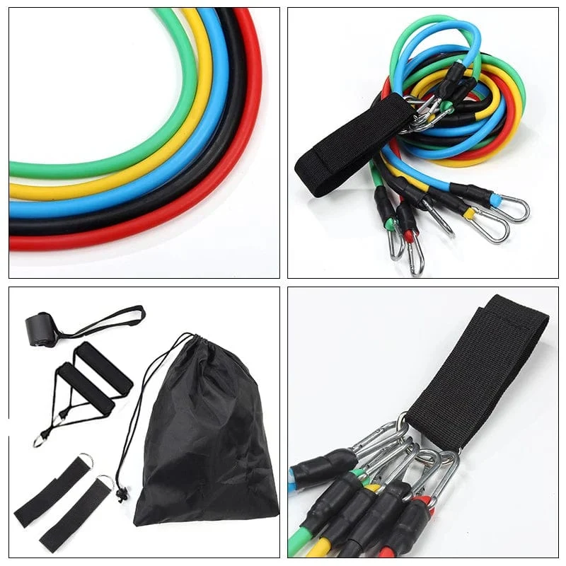 11-teiliges Set Widerstandsbänder, Spanner, Zugseil, Fitness, Multifunktions-Spanner, Anzug, Muskeltrainingsgürtel, elastische Ärmelbänder