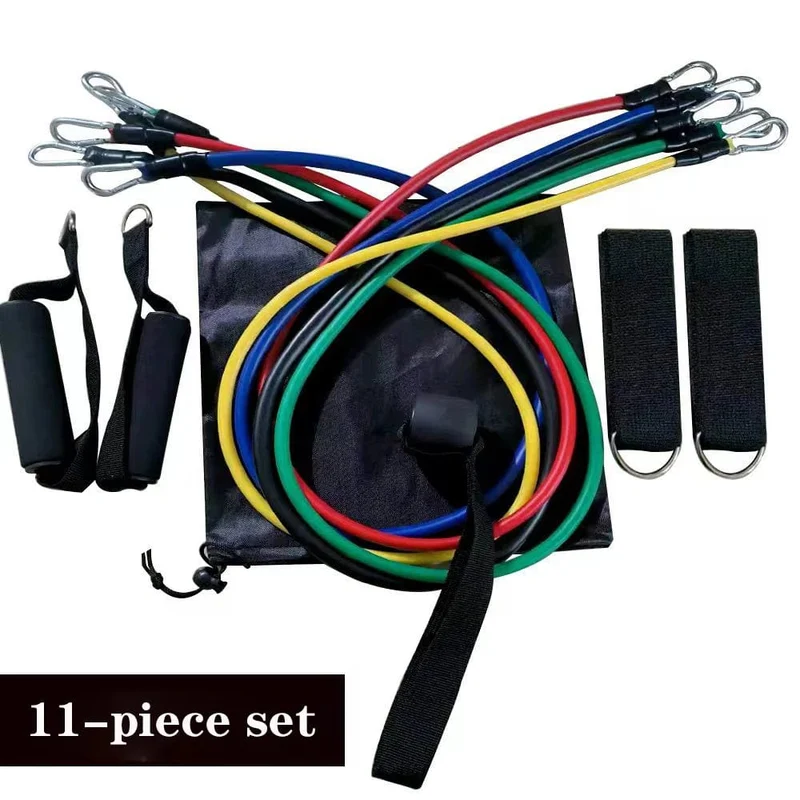 11-teiliges Set Widerstandsbänder, Spanner, Zugseil, Fitness, Multifunktions-Spanner, Anzug, Muskeltrainingsgürtel, elastische Ärmelbänder