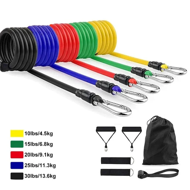 11-teiliges Set Widerstandsbänder, Spanner, Zugseil, Fitness, Multifunktions-Spanner, Anzug, Muskeltrainingsgürtel, elastische Ärmelbänder