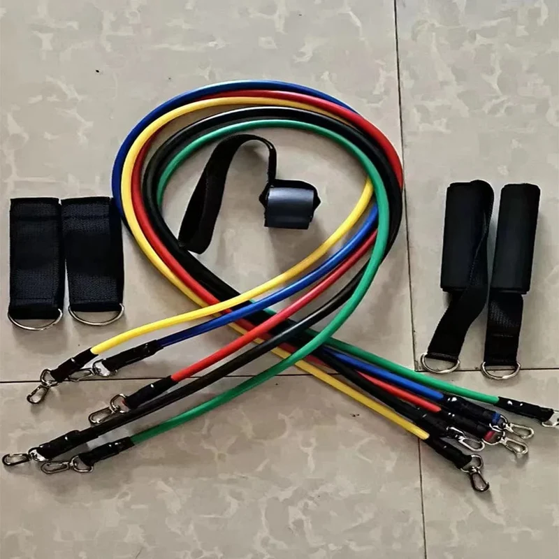 11-teiliges Set Widerstandsbänder, Spanner, Zugseil, Fitness, Multifunktions-Spanner, Anzug, Muskeltrainingsgürtel, elastische Ärmelbänder