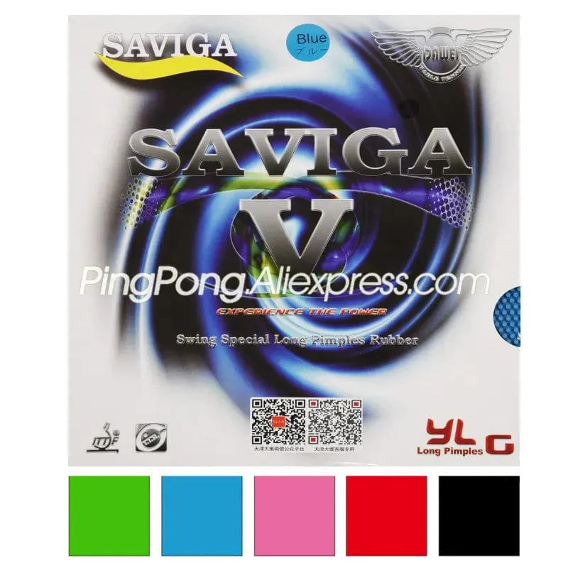 Bunte DAWEI SAVIGA V Pips-lange Tischtennis Gummi Rosa Grün Blau Lange Pips SAVIGA-V Ping Pong Deckblatt OX