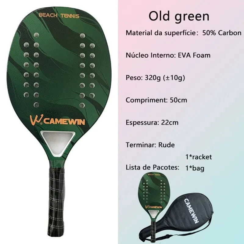 Camewin Beach-Tennisschläger, Vollcarbon, raue Oberfläche, Outdoor-Sportballschläger für Männer, Frauen, Erwachsene, Senioren, Spieler, Hot