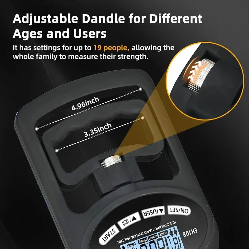 Griffstärke-Tester, 265 lbs/120 kg, digitaler Hand-Dynamometer, Griffstärke-Messgerät, USB-LCD-Bildschirm, Handgriff für Krafttraining, Sport
