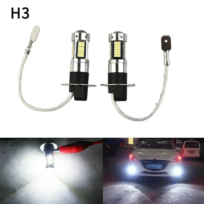 2Pcs 100W H3 LED Nebelscheinwerfer Lampen 6000K Power Lampe Weiß Tagfahrlicht 12V-24V Led-lampe Nebelscheinwerfer Zubehör