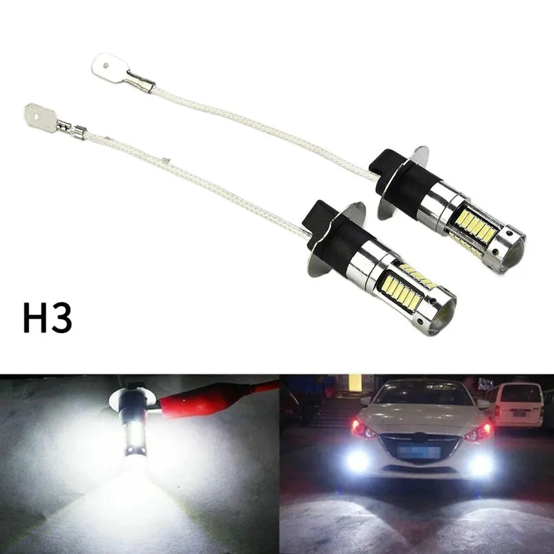 2Pcs 100W H3 LED Nebelscheinwerfer Lampen 6000K Power Lampe Weiß Tagfahrlicht 12V-24V Led-lampe Nebelscheinwerfer Zubehör