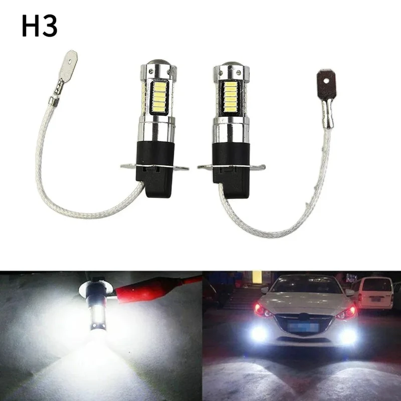 2Pcs 100W H3 LED Nebelscheinwerfer Lampen 6000K Power Lampe Weiß Tagfahrlicht 12V-24V Led-lampe Nebelscheinwerfer Zubehör
