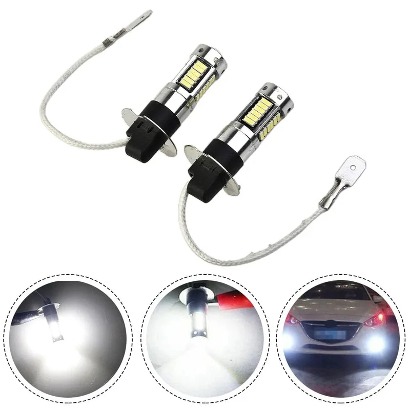 2Pcs 100W H3 LED Nebelscheinwerfer Lampen 6000K Power Lampe Weiß Tagfahrlicht 12V-24V Led-lampe Nebelscheinwerfer Zubehör
