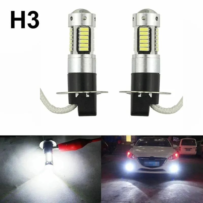 2Pcs 100W H3 LED Nebelscheinwerfer Lampen 6000K Power Lampe Weiß Tagfahrlicht 12V-24V Led-lampe Nebelscheinwerfer Zubehör