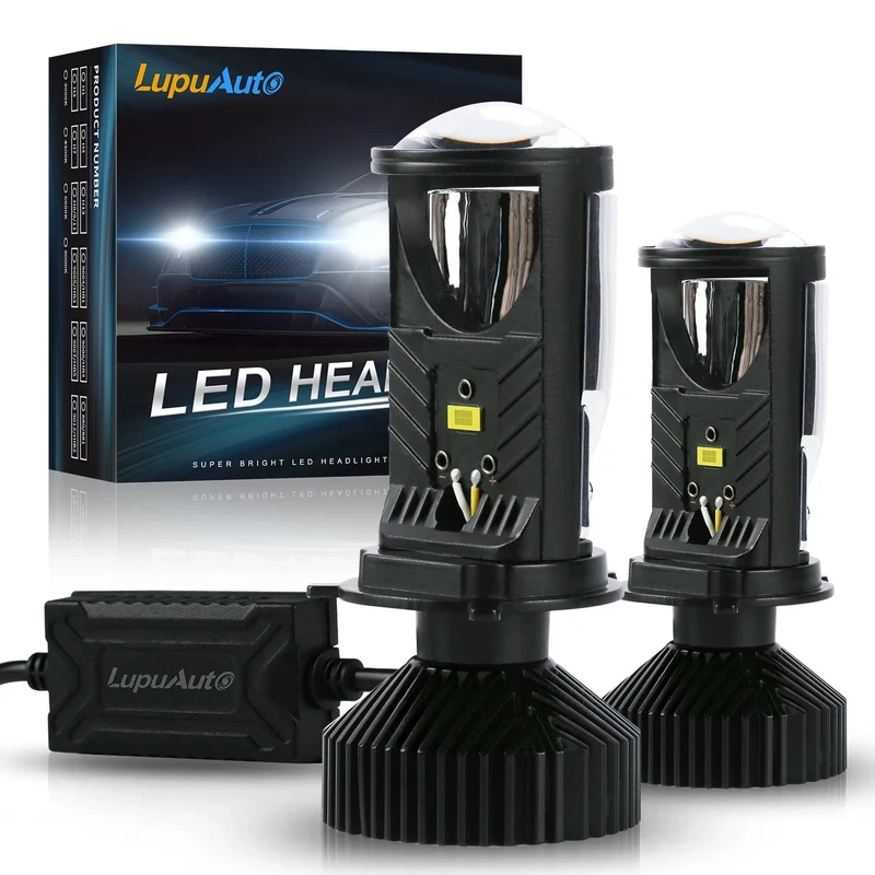 Y6D H4 LED-Projektor-Scheinwerferlampen Bi-LED-Linsenprojektor mit Lüfter H4 Mini-Projektorlinsenscheinwerfer Automobil-Hallo-Lo-Beam-Glühbirne