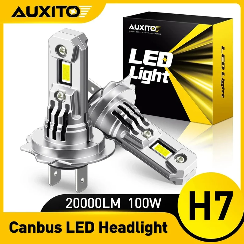 AUXITO 2 Stück Turbo H7 LED Canbus Kein Fehler Scheinwerferlampen mit Lüfter 100 W Hochleistungs-H7 LED-Autoscheinwerferlampe CSP Chip 20000LM