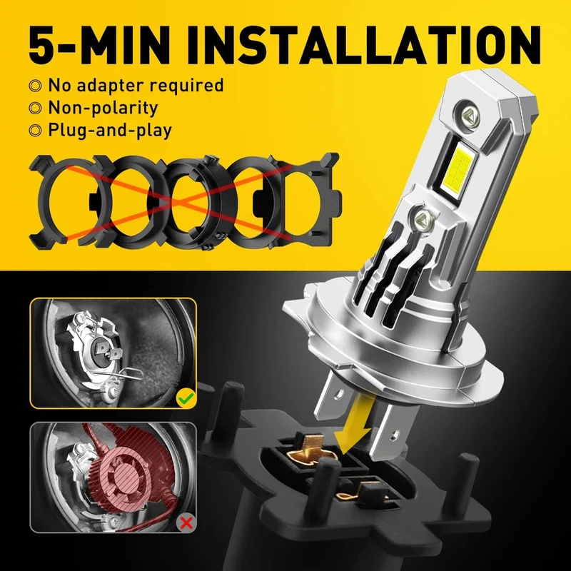 AUXITO 2 Stück Turbo H7 LED Canbus Kein Fehler Scheinwerferlampen mit Lüfter 100 W Hochleistungs-H7 LED-Autoscheinwerferlampe CSP Chip 20000LM
