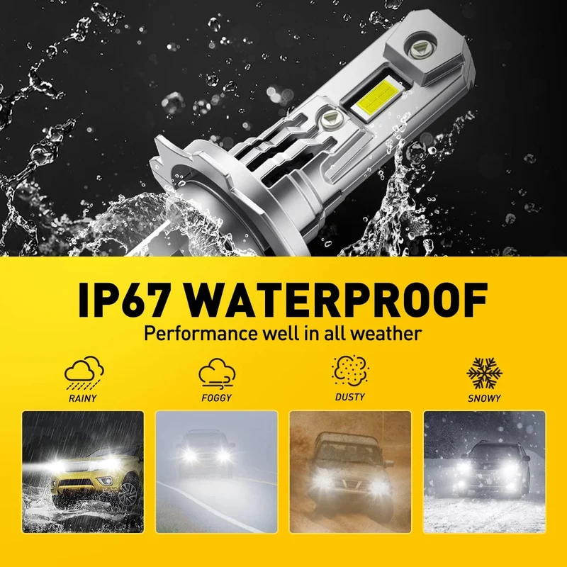 AUXITO 2 Stück Turbo H7 LED Canbus Kein Fehler Scheinwerferlampen mit Lüfter 100 W Hochleistungs-H7 LED-Autoscheinwerferlampe CSP Chip 20000LM