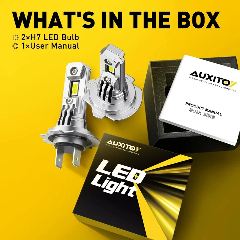 AUXITO 2 Stück Turbo H7 LED Canbus Kein Fehler Scheinwerferlampen mit Lüfter 100 W Hochleistungs-H7 LED-Autoscheinwerferlampe CSP Chip 20000LM