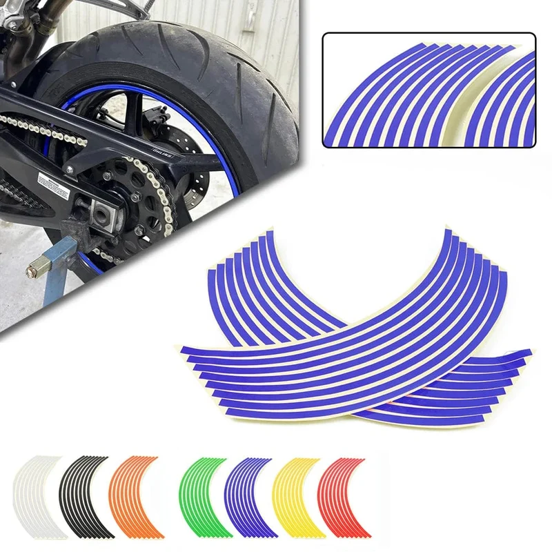 Für SUZUKI GSF Bandit 650 650S 1000 1200 1250 SV650 Zubehör Motorrad-Radaufkleber, 16 Stück, bunte reflektierende Felgenstreifen