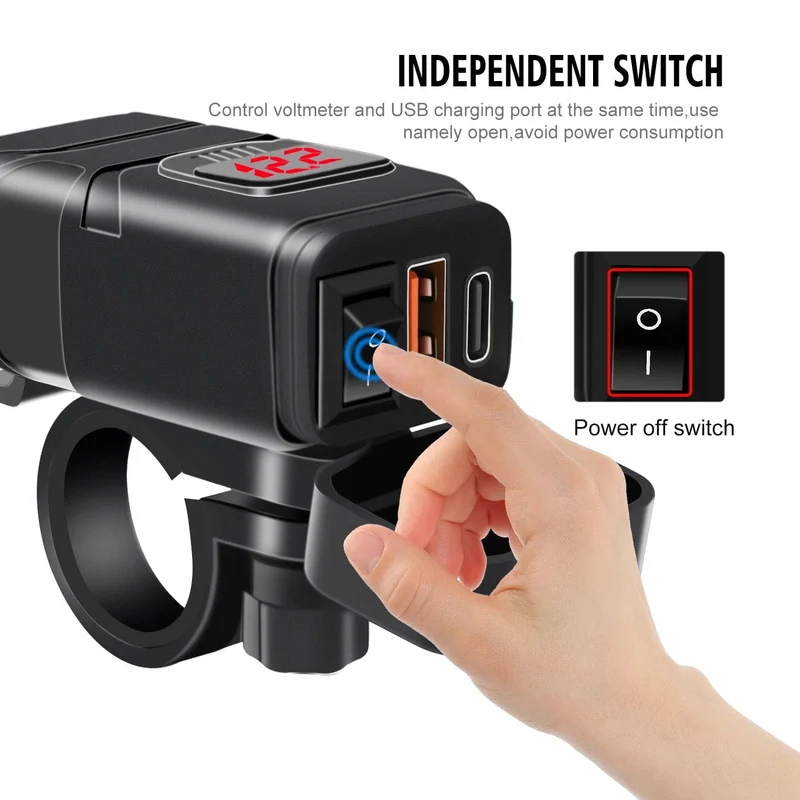 Motorrad USB Schnelle handy Ladegerät Wasserdicht 12v Port Buchse Stecker Mit Zelle Mobile Voltmeter Digital Für Bike Moto