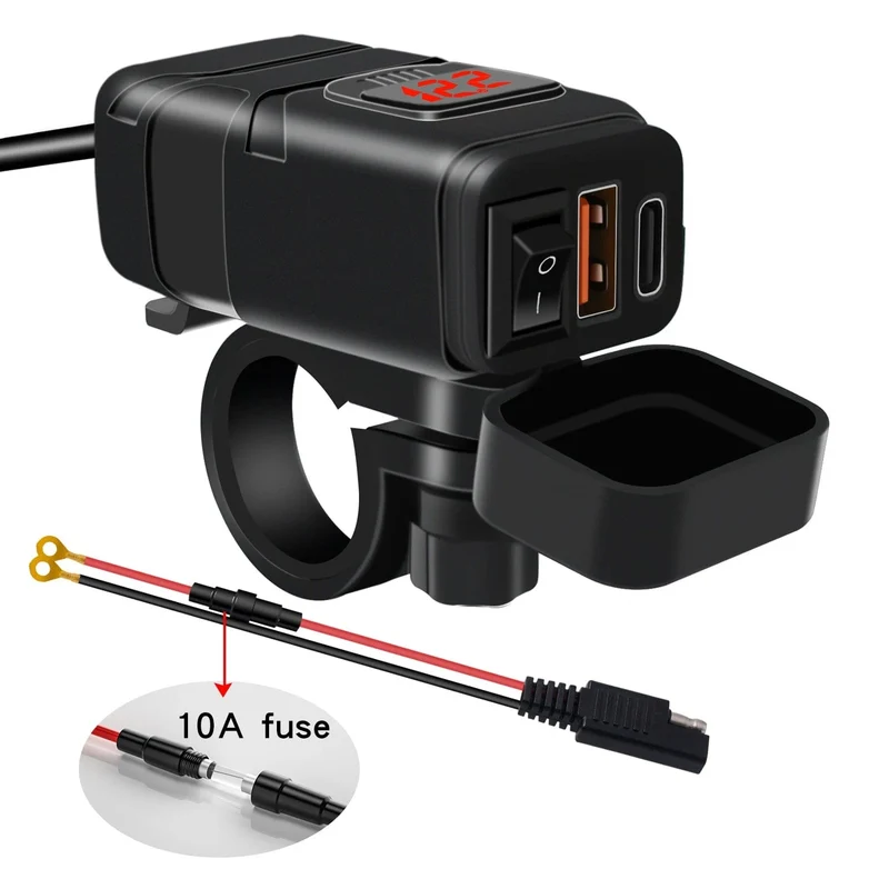 Motorrad USB Schnelle handy Ladegerät Wasserdicht 12v Port Buchse Stecker Mit Zelle Mobile Voltmeter Digital Für Bike Moto