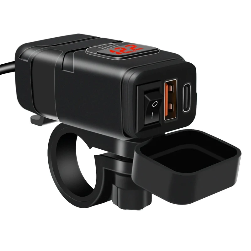 Motorrad USB Schnelle handy Ladegerät Wasserdicht 12v Port Buchse Stecker Mit Zelle Mobile Voltmeter Digital Für Bike Moto
