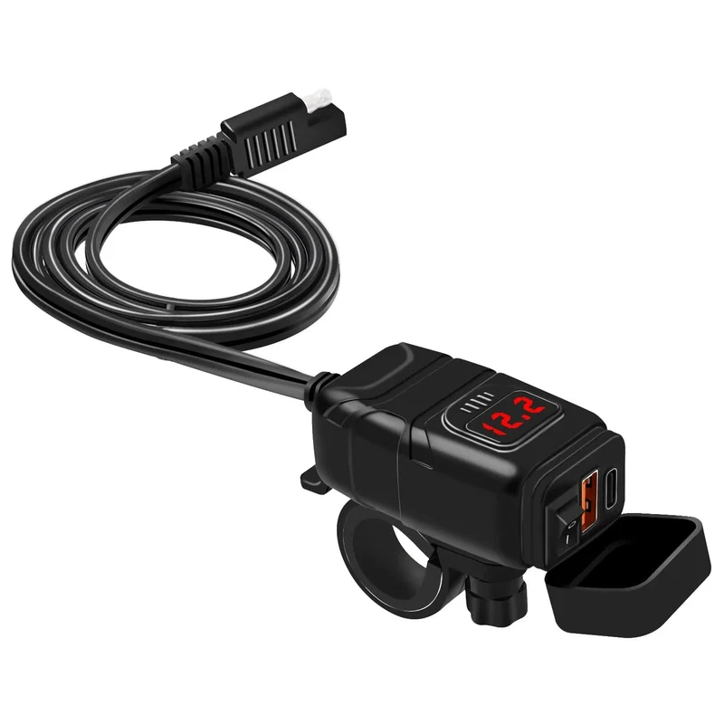 Motorrad USB Schnelle handy Ladegerät Wasserdicht 12v Port Buchse Stecker Mit Zelle Mobile Voltmeter Digital Für Bike Moto