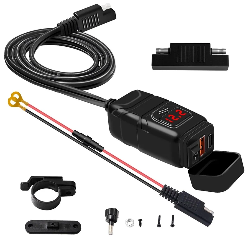 Motorrad USB Schnelle handy Ladegerät Wasserdicht 12v Port Buchse Stecker Mit Zelle Mobile Voltmeter Digital Für Bike Moto