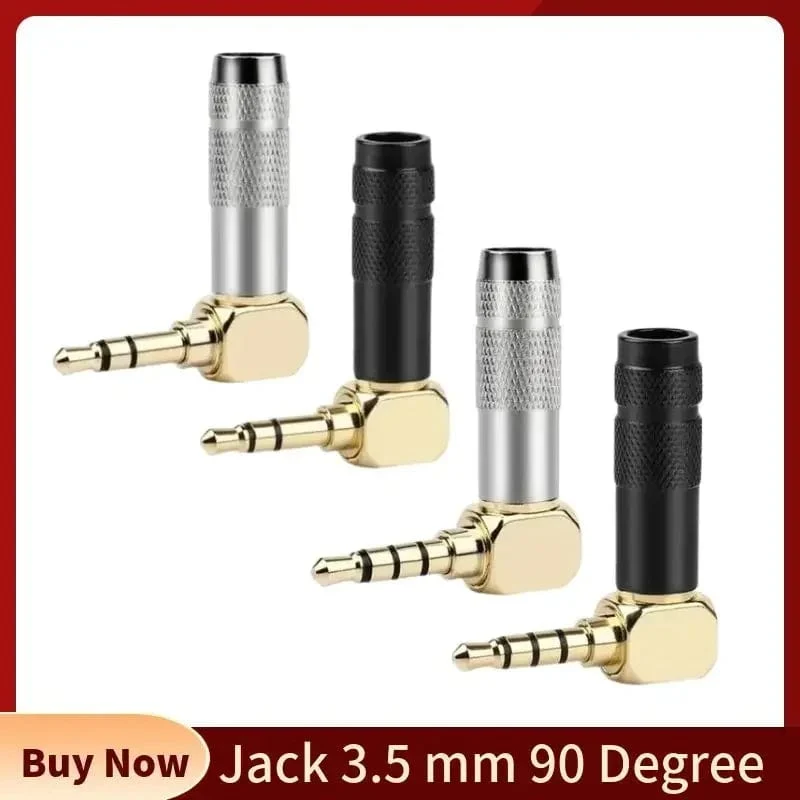 Jack 3.5 mm 90 Grad zum Löten 1/8 Zoll 3- und 4-poliger Kopfhörerstecker Audioanschluss rechtwinklig vergoldet 3.5 Verbraucherelektronik