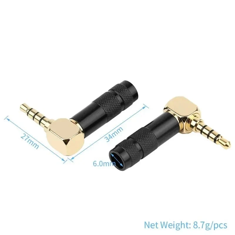Jack 3.5 mm 90 Grad zum Löten 1/8 Zoll 3- und 4-poliger Kopfhörerstecker Audioanschluss rechtwinklig vergoldet 3.5 Verbraucherelektronik