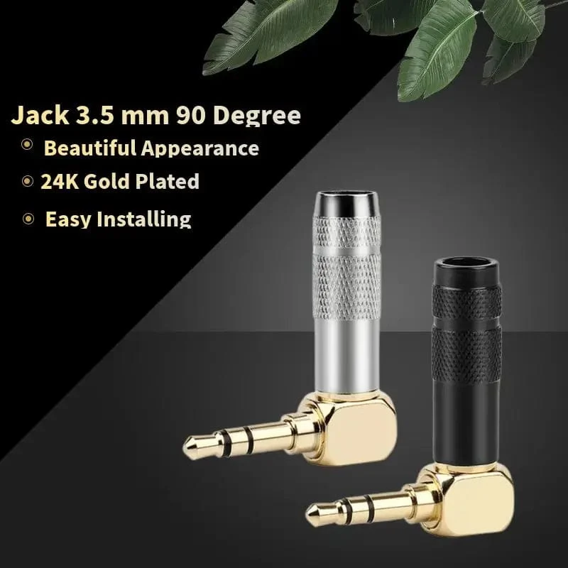 Jack 3.5 mm 90 Grad zum Löten 1/8 Zoll 3- und 4-poliger Kopfhörerstecker Audioanschluss rechtwinklig vergoldet 3.5 Verbraucherelektronik