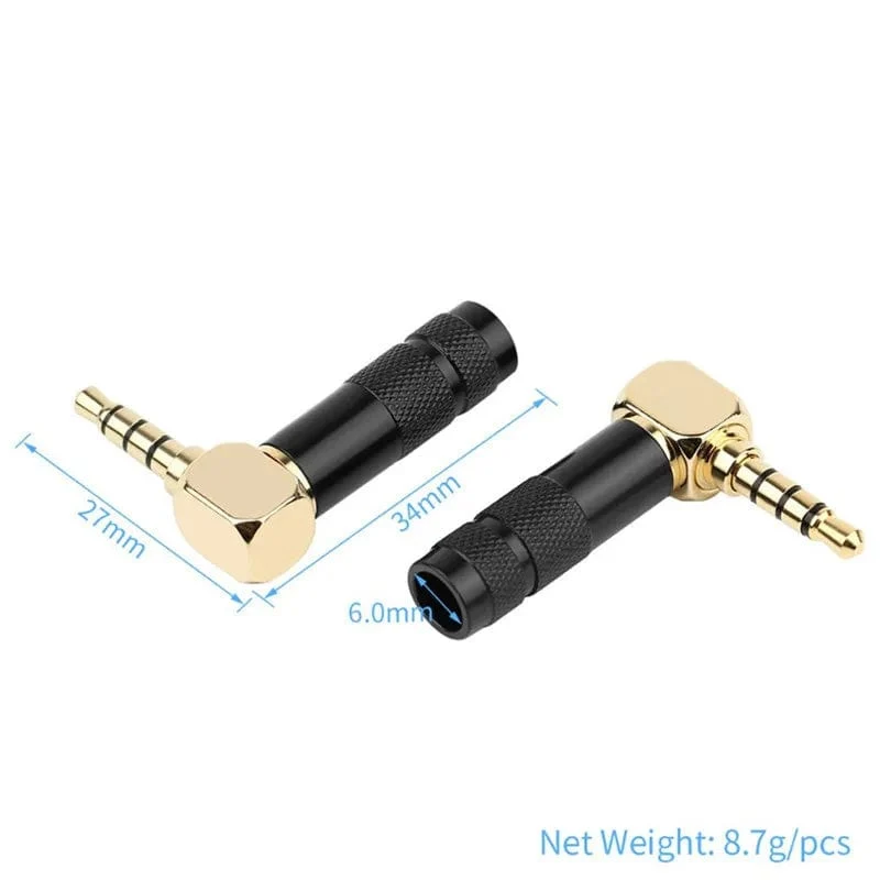 Jack 3.5 mm 90 Grad zum Löten 1/8 Zoll 3- und 4-poliger Kopfhörerstecker Audioanschluss rechtwinklig vergoldet 3.5 Verbraucherelektronik