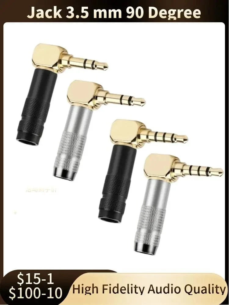 Jack 3.5 mm 90 Grad zum Löten 1/8 Zoll 3- und 4-poliger Kopfhörerstecker Audioanschluss rechtwinklig vergoldet 3.5 Verbraucherelektronik