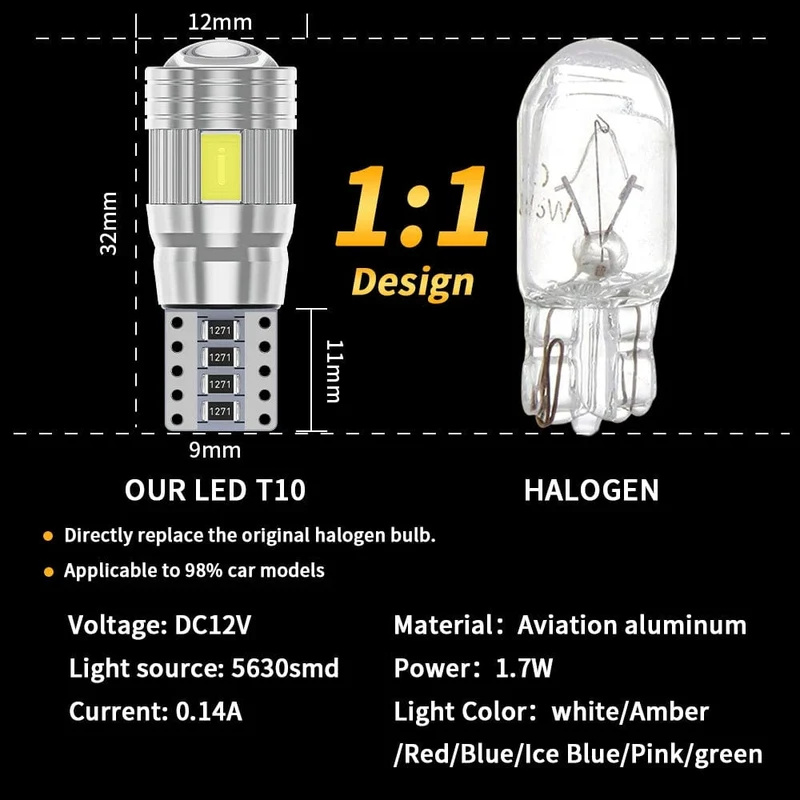 2 stücke T10 W5W Led-lampe Canbus Kein fehler 12V 6000K 5630 6SMD Auto Clarance Wedge Seite Reverse lampen Drehen Singal Licht Weiß Bernstein