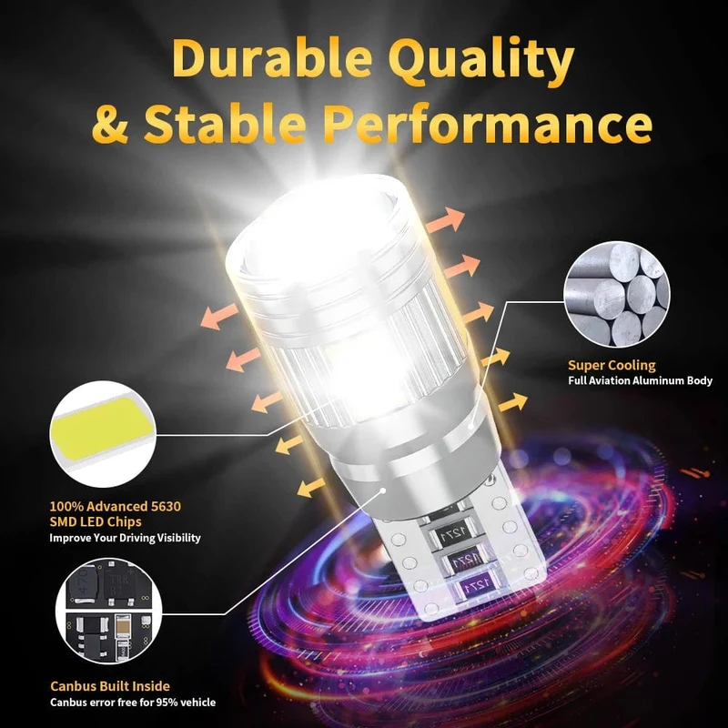 2 stücke T10 W5W Led-lampe Canbus Kein fehler 12V 6000K 5630 6SMD Auto Clarance Wedge Seite Reverse lampen Drehen Singal Licht Weiß Bernstein